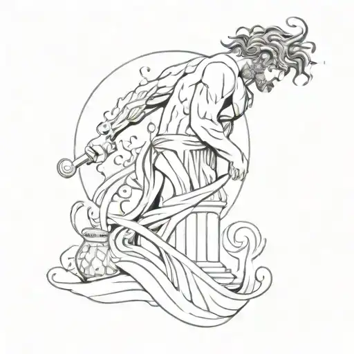 Full sleeve, water, Poseidon, nature, chess, bjj tattoo design idea