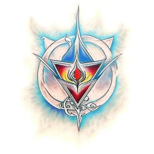 A spiritual tattoo design incorporating elements of fire and water, representing the balance between the physical and spiritual realms tattoo design idea