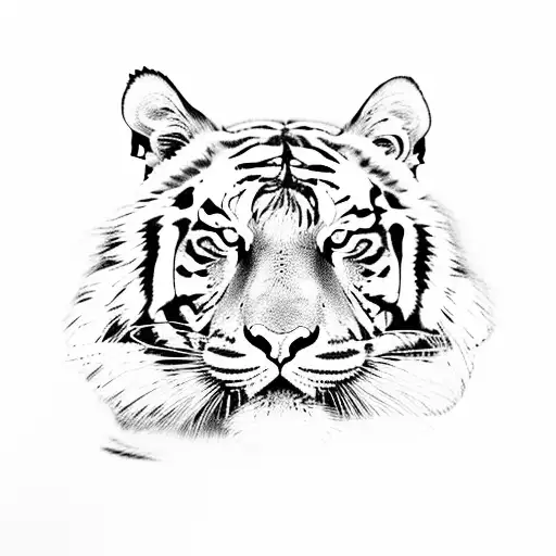 Bengal tiger in the trigs of the Japanese Sokura tree tattoo design idea
