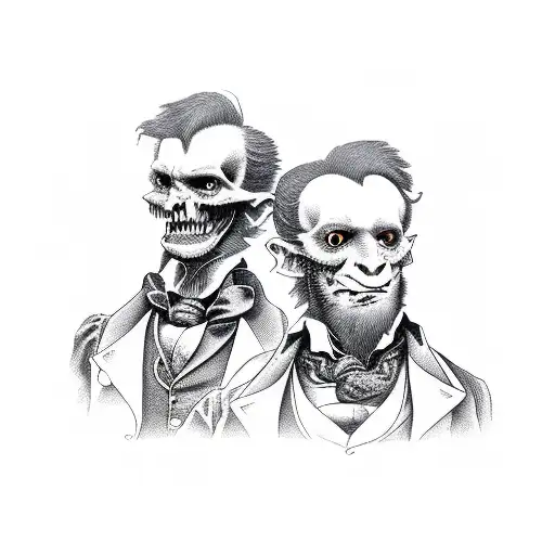 Jekyll and Hyde in dark Alley tattoo design idea
