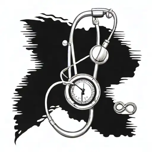 A tattoo design combining music notes and stethoscope to represent the client's passion for music and occupation as a nurse tattoo design idea