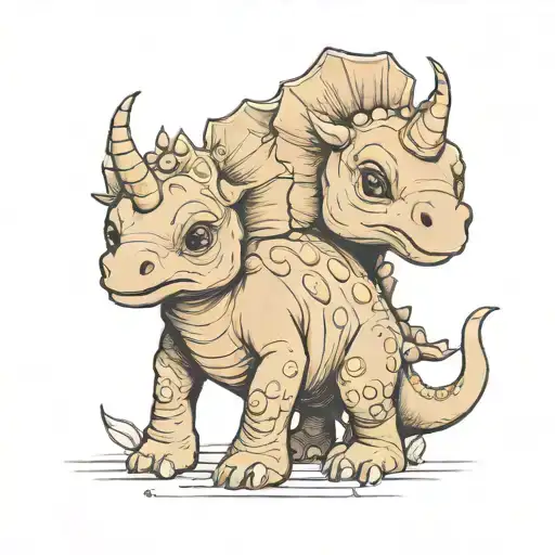 baby triceratops and baby brontosaurus tattoo design idea