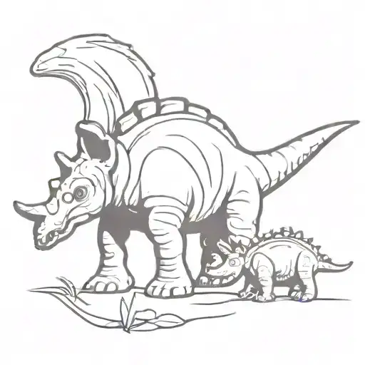 baby triceratops and baby brontosaurus tattoo design idea