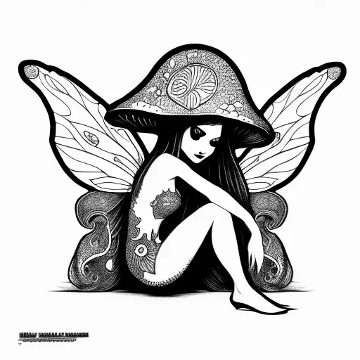 mushroom fairy  tattoo design idea