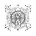 A dotwork tattoo featuring a stylized arrow with your son Kaden's birthdate incorporated into the design, symbolizing your connection to both your family and native American roots tattoo design idea