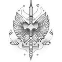 A dotwork tattoo featuring a stylized arrow with your son Kaden's birthdate incorporated into the design, symbolizing your connection to both your family and native American roots tattoo design idea