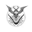 a tattoo of a cobra with bare teeth and a skeleton symbol inside. the cobra strangles a rat, wrapped around an egyptians tattoo design idea
