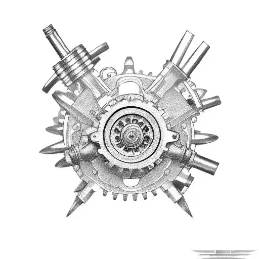 Motorcycle engine with gears and pistons tattoo design idea