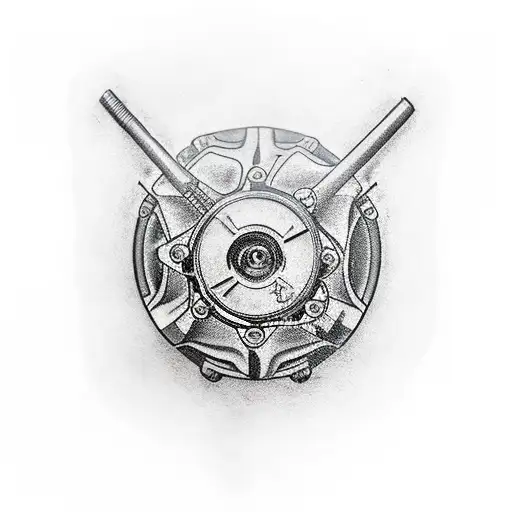 Motorcycle engine with a hidden piston tattoo design idea