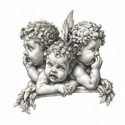 see no evil speak no evil cherubs tattoo design idea