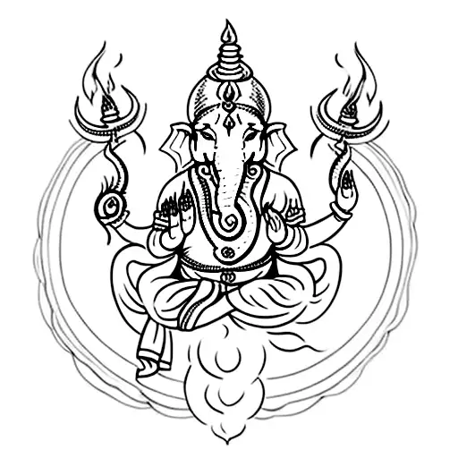Trishul, Om, and Ganpati tattoo design idea