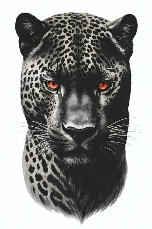 black jaguar red eyes looking left tattoo design idea