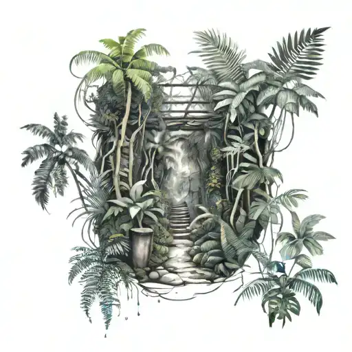 rain forest entrance tattoo design idea