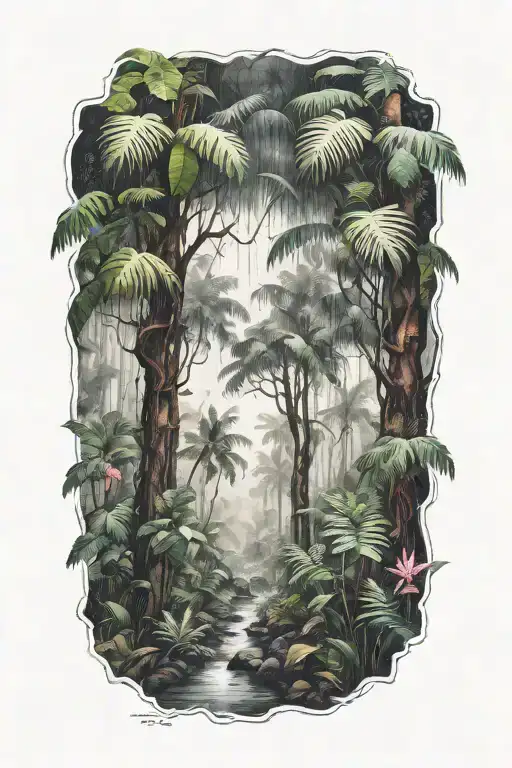 rain forest entrance tattoo design idea
