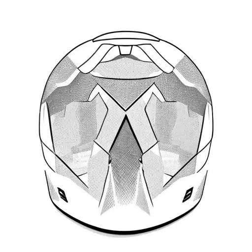 Side view of a motorbike helmet with a surburban city on top tattoo design idea