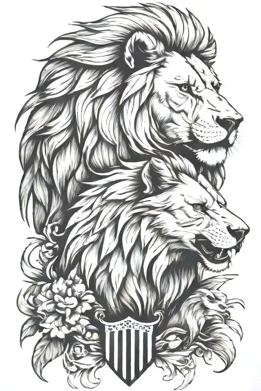 lion, wolf, eagle, American flag, strength, resilience, motherhood tattoo design idea