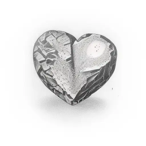heart half stone  tattoo design idea