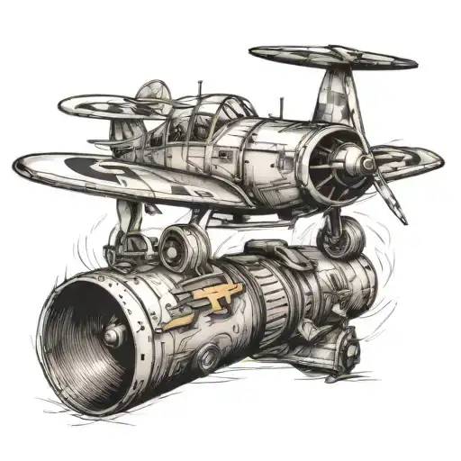 heart beat plane small tattoo design idea