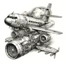 heart beat plane small tattoo design idea