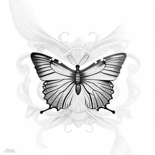 Butterfly and bass fish tattoo design idea