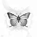 Butterfly and bass fish tattoo design idea