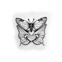 Butterfly and bass fish tattoo design idea