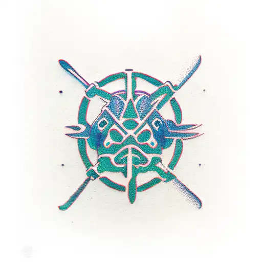 minimal fish pedaling bicycle geometric  tattoo design idea