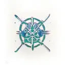 minimal fish pedaling bicycle geometric  tattoo design idea