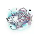 minimal fish pedaling bicycle geometric  tattoo design idea