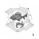 minimal fish pedaling bicycle geometric  tattoo design idea