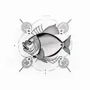 minimal fish pedaling bicycle geometric  tattoo design idea