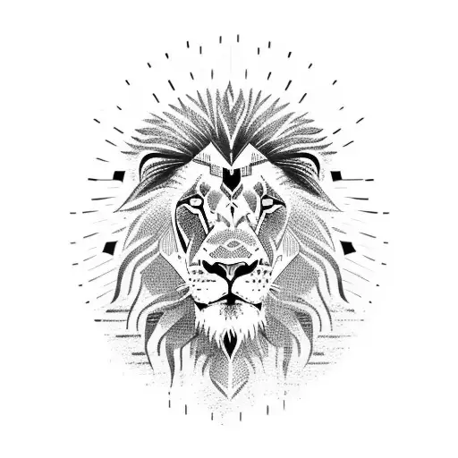 lion with tribal tattoo design idea