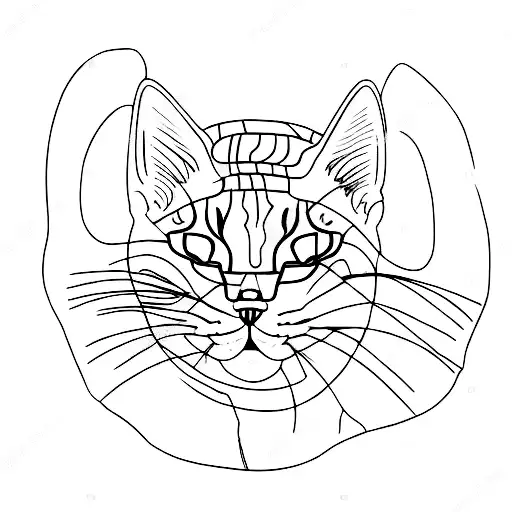 outline of sleeping cat tattoo design idea