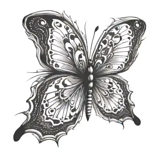 black and white butterfly  tattoo design idea