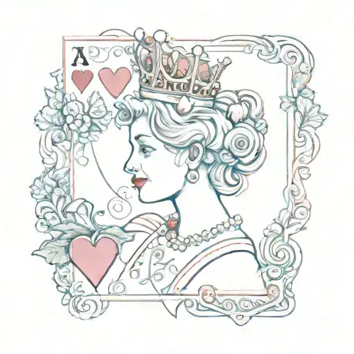 A playing card with a twist - a Queen of Hearts made out of various food items like fruits and vegetables tattoo design idea