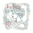 A playing card with a twist - a Queen of Hearts made out of various food items like fruits and vegetables tattoo design idea