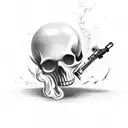 Clown with smoke,Gun and skull  tattoo design idea