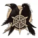 ax and raven and sentence: "Odin gave his eye to acquire knowledge...but I would give far more." tattoo design idea