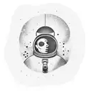 An astronaut floating in space while sipping a cup of coffee tattoo design idea