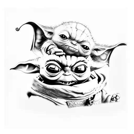 Dotwork El Mandaloriano Junto A Baby Yoda ( Tattoo Idea