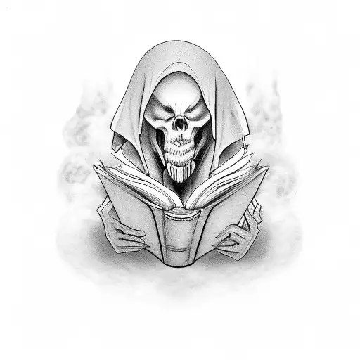 ghost reading tattoo design idea