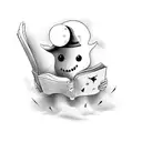 infantil ghost reading book tattoo design idea