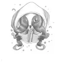 infantil ghost reading book tattoo design idea