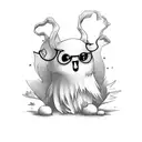 adorable ghost glasses reading book tattoo design idea