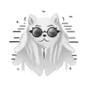 adorable ghost glasses reading book tattoo design idea