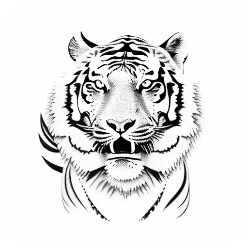 tiger, aries, pisces, flower tattoo design idea