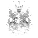 sea and wind tattoo design idea