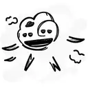 cute animated cloud with quirky eyes, legs and hands on a surf board chilling tattoo design idea