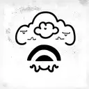 cute animated cloud with quirky eyes, legs and hands on a surf board chilling tattoo design idea