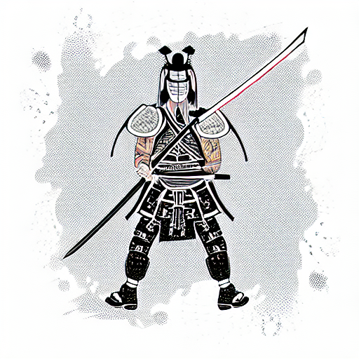 Samurai with long sword tattoo design idea
